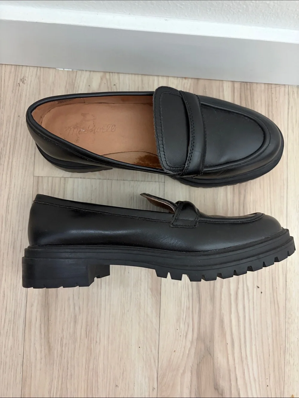 Madewell Black Leather Penny Loafers